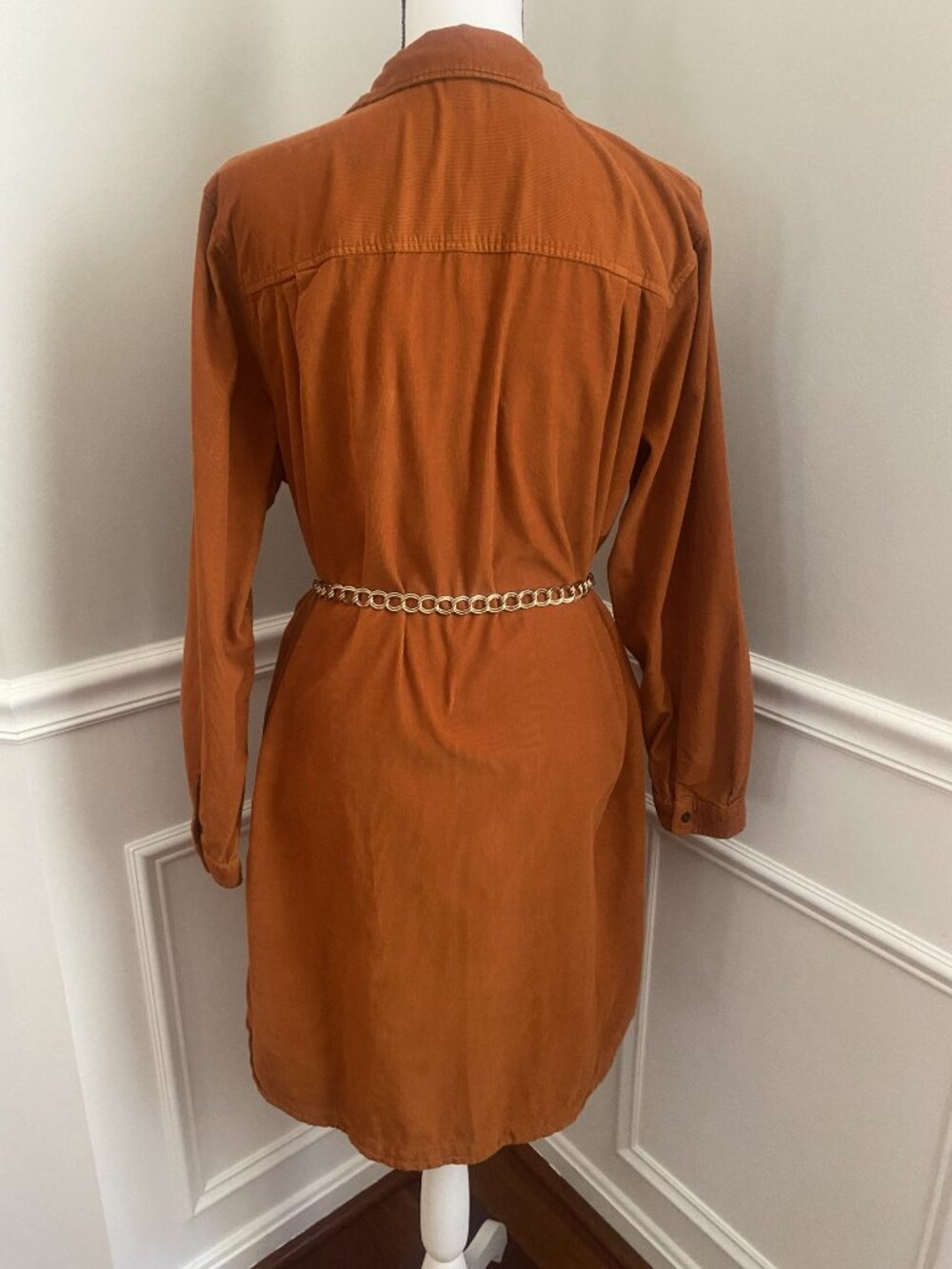Old Navy Corduroy shirt Dress size X-Large Rust Orange - Picture 4 of 6